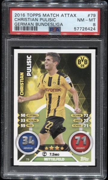 2016 Topps Match Attax German Bundesliga #79 Christian Pulisic PSA 8 NM-MT