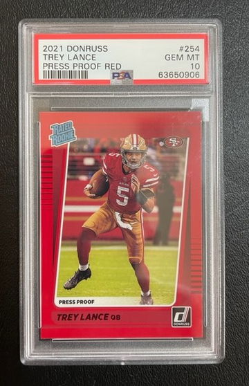 2021 Panini Donruss Trey Lance - Red Press Proof PSA10 Gem Mint