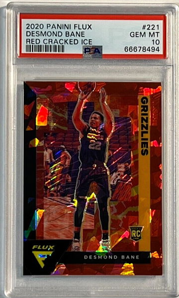 2020-21 Panini Flux Basketball #221 Desmond Bane RC Red Cracked Ice PSA 10
