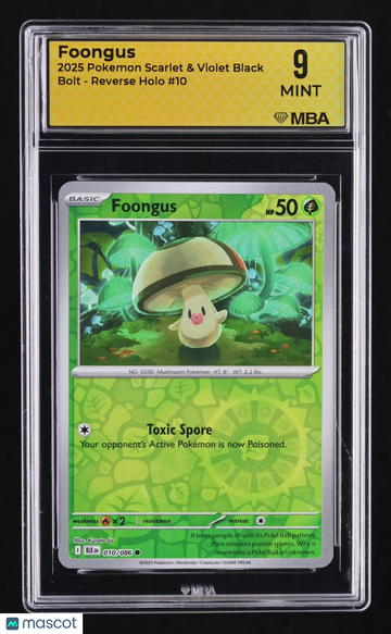 2025 Pokemon Scarlet & Violet Black Bolt Foongus Reverse Holo MBA 9 #10