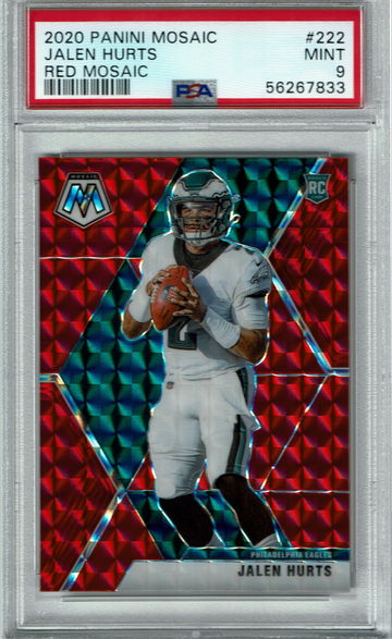 2020 PANINI MOSAIC RED PRIZM SP RC JALEN HURTS EAGLES ROOKIE PSA 9 MINT