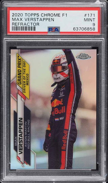 2020 TOPPS CHROME FORMULA 1 F1 REFRACTOR MAX VERSTAPPEN #171 PSA 9 MINT