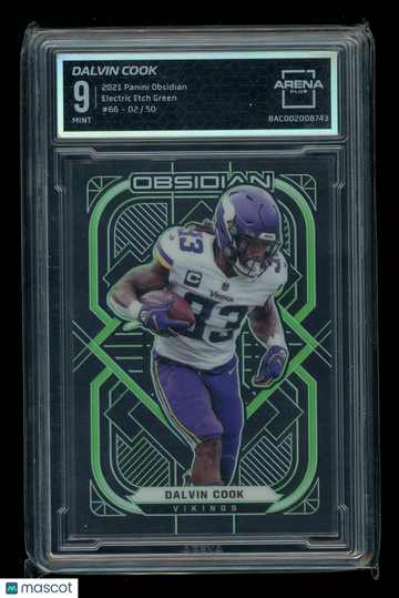 2021 Panini Obsidian Electric Etch Green Dalvin Cook #66 /50 Arena Club 9