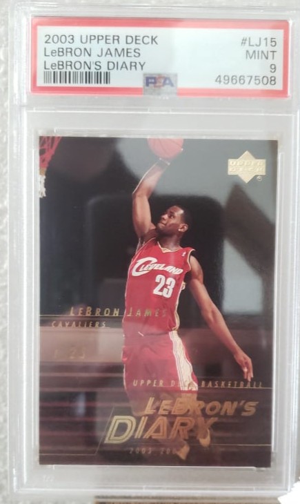 2003 Upper Deck, LeBron's Diary, #LJ15, Rookie RC, LeBron James, PSA 9