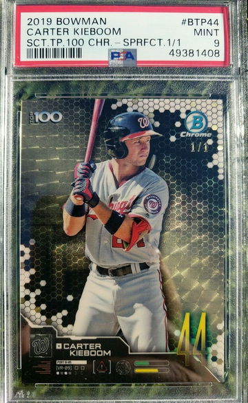 2019 Bowman Carter Kieboom Superfractor Top 100 1/1 PSA 9