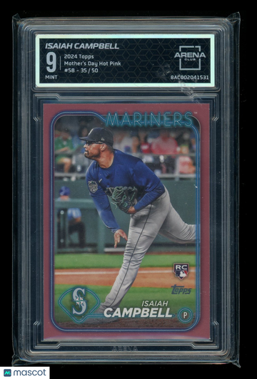 2024 Topps Mother's Day Hot Pink Isaiah Campbell #58 /50 RC Arena Club 9