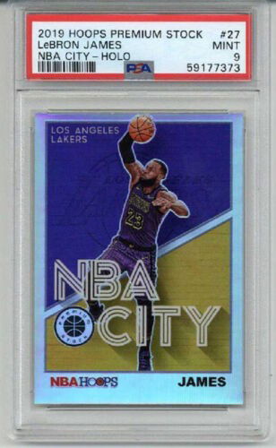 2019 HOOPS PREMIUM STOCK NBA CITY HOLO #27 LEBRON JAMES LA LAKERS PSA 9 LOW POP