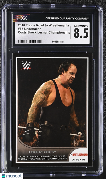 2016 Topps Road to Wrestlemania Undertaker #65 Costs Brock Lesnar Championship CGC 8.5