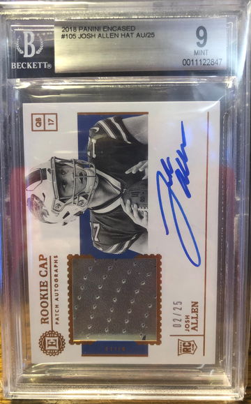 2018 Encased Josh Allen rookie hat auto /25 (from HKG 14-21 days shipping)