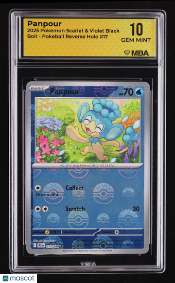 2025 Pokemon Scarlet & Violet Black Bolt Panpour Reverse Holo MBA 10 #17