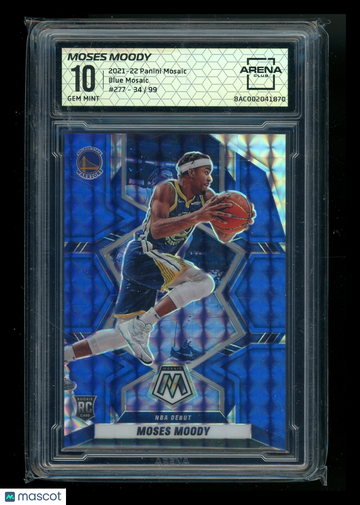 2022 2021-22 Panini Mosaic Blue Mosaic Moses Moody #277 /99 RC Arena Club 10