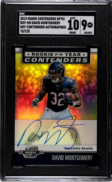 2019 Panini Contenders Optic #ROY-DM David Montgomery Rookie Of The Year Contenders Auto. /125 SGC 9