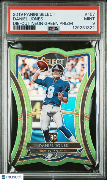 2019 Panini Select Daniel Jones #157 Die Cut Neon Green Prizm PSA 9