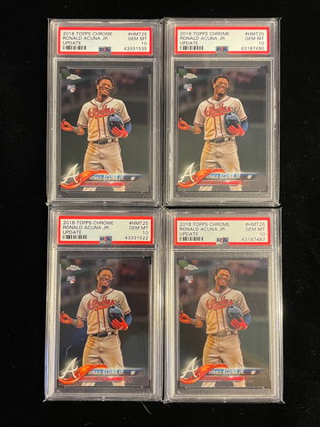 2018 TOPPS CHROME UPDATE RONALD ACUNA JR RC LOT (4) PSA 10 GEM MINT