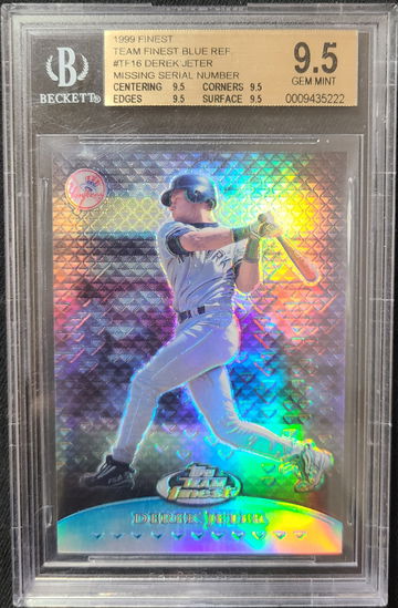 Derek Jeter 1999 Finest Team Blue Refractor Quad BGS 9.5 True Gem