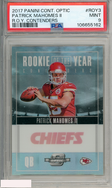 2017 PANINI CONTENDERS OPTIC ROOKIE OF THE YEAR PATRICK MAHOMES II #ROY3 PSA 9
