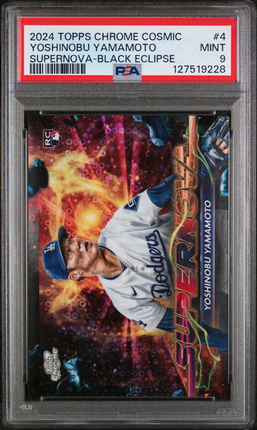 2024 Topps Chrome Cosmic Supernova Black Eclipse Yoshinobu Yamamoto #4 PSA 9