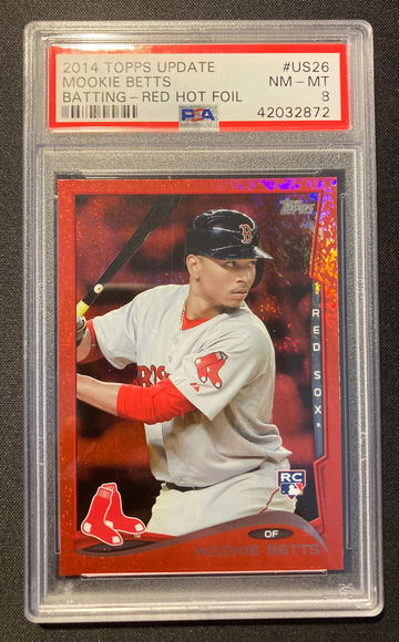 Mookie Betts 2014 Topps Update US-26 Red Hot Foil PSA-8 *light scratches on case*