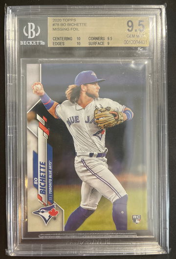 2020 Topps Bo Bichette RC #78 MISSING FOIL BGS 9.5 w/ 2 10s POP 7