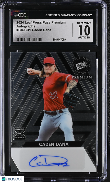 2024 Leaf Press Pass Premium Caden Dana #BA-CD1 72/199 Autographs CGC 10