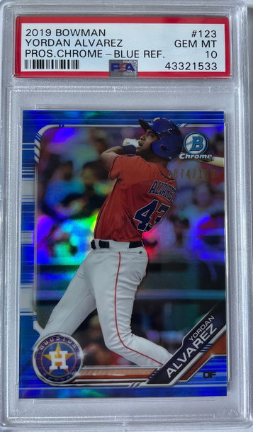 Yordan Alvarez 2019 Bowman Chrome Blue Refractor RC PSA 10 #’d /150 POP 15
