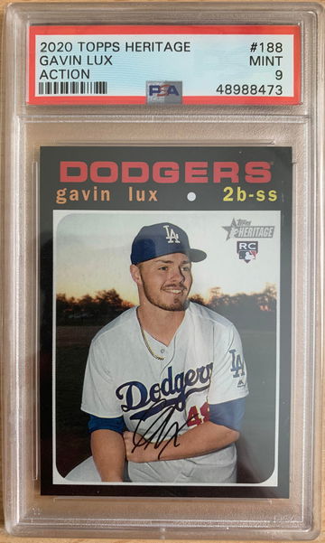 Gavin Lux Topps Heritage 2020 RC Rookie Action Variation SP PSA 9 Mint #188 188
