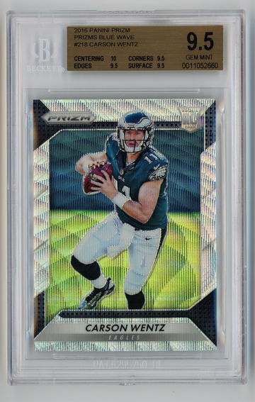 2016 Panini Prizm Prizms Blue Wave /149 Carson Wentz BGS 9.5