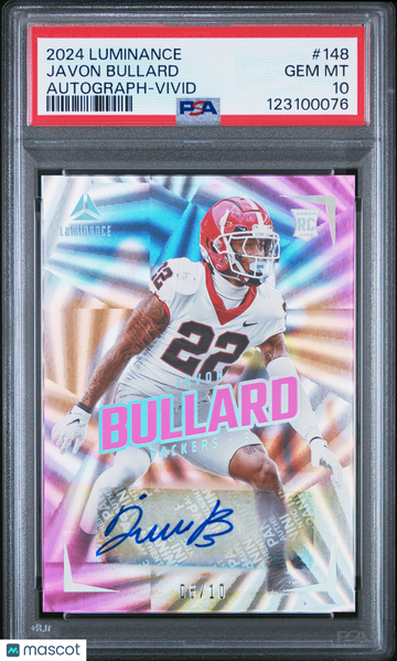 2024 Panini Luminance Javon Bullard #148 Autograph Vivid /10 PSA 10