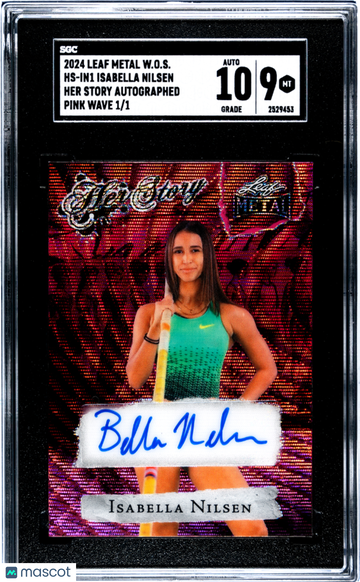 2024 Leaf Metal Women Of Sport Isabella Nilsen #HS-IN1 Her Story Autograph Pink Wave 1 1 SGC 9 Auto 10