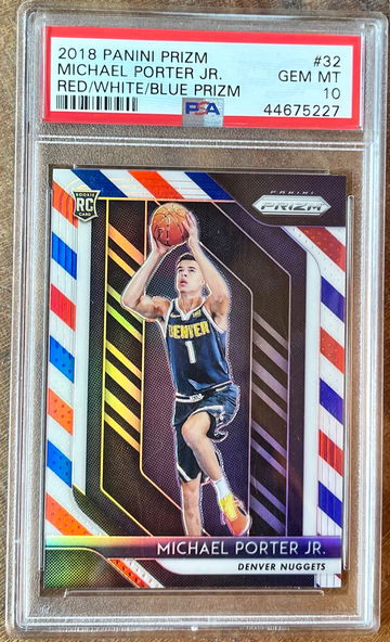 2018 Prizm Michael Porter Jr. Red/White/Blue Prizm PSA 10