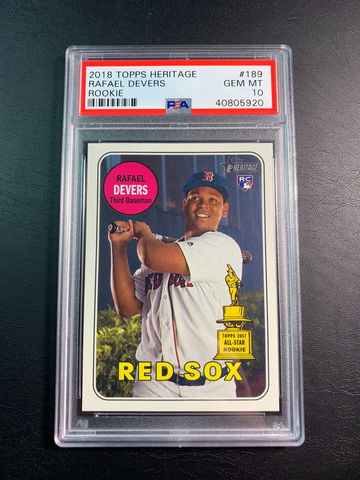 Rafael Devers 2018 Topps Heritage Action Rookie PSA 10.