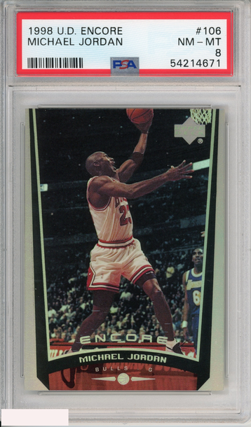 1998 UPPER DECK ENCORE MICHAEL JORDAN #106 HOF CHICAGO BULLS PSA 8 NM-MT