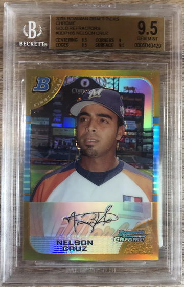 2005 Bowman Chrome Draft Picks Nelson Cruz Gold Refractor /50 BGS 9.5 Gem Mint 