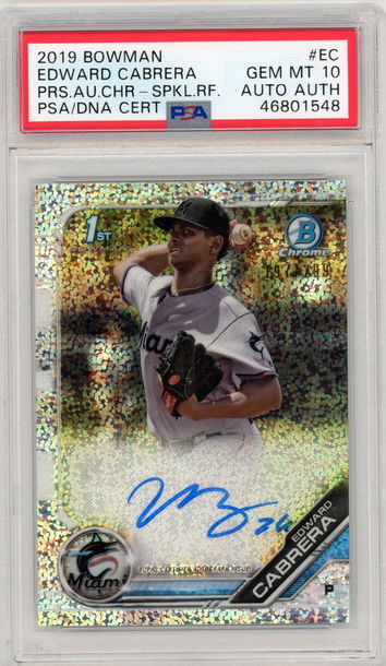 2019 Bowman Chrome Edward Cabrera Auto Speckle Refractor RC /299 PSA 10 GEM MINT 1st