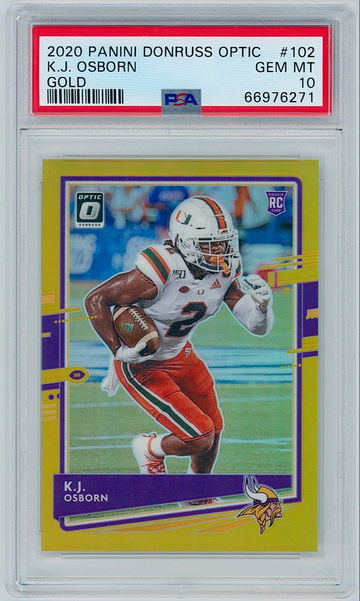 2020 Donruss Optic #102 KJ Osborn - Gold (Prizm) # /10 Rookie | PSA 10