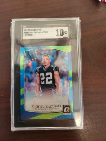 2017 Donruss Optic Christian Mccaffrey RC Lime SGC 10 