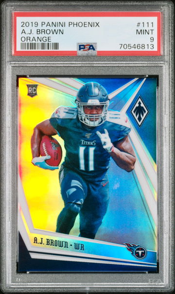 2019 Panini Phoenix #111 A.J. Brown Orange 88/99 PSA 9 Mint Titans SP RC Rookie