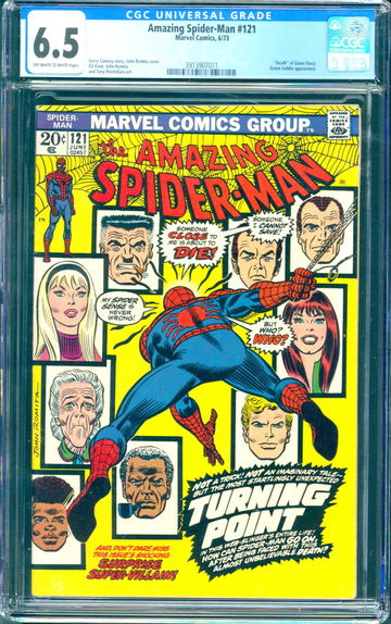 Amazing Spider-Man #121 (1973) CGC 6.5 -- O/w to White; Green Goblin kills Gwen