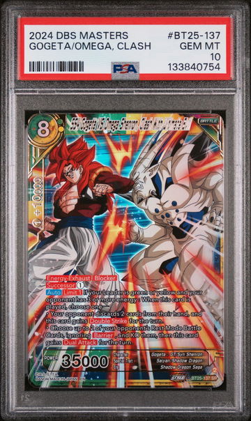 2024 Dragon Ball Super Card Game Masters Series 25 Legend of the Dragon Balls Gogeta/Omega, Clash #BT25-137 PSA 10