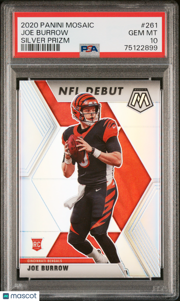 2020 Panini Mosaic Joe Burrow #261 Silver Prizm Rookie PSA 10