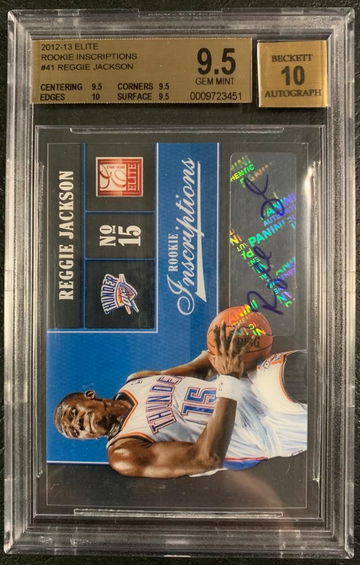 BGS 9.5 / 10 Reggie Jackson RC AUTO AU 2012-13 Elite Rookie Inscriptions #41 - DHL Express Air 5-6 Days with Tracking