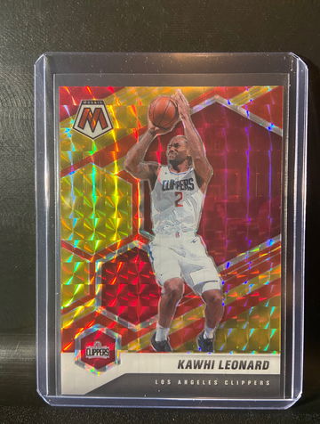 2020-21 Panini Mosaic #144 KAWHI LEONARD Choice Fusion Red & Yellow 37/88