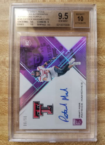 Patrick Mahomes II 2017 Elite Purple Aspirations RC 6/50 BGS 9.5 w/ 10 Auto