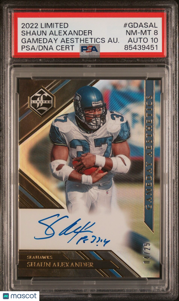 2022 Limited Shaun Alexander #GDA-SAL Au. /25 PSA 8 Panini Authentic Auto 10