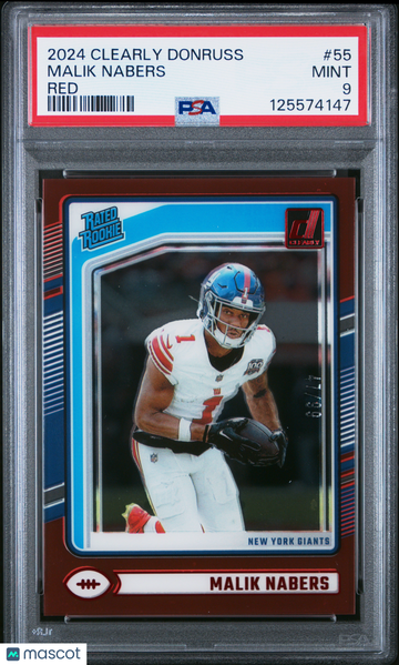 2024 Panini Clearly Donruss Malik Nabers #55 Red PSA 9