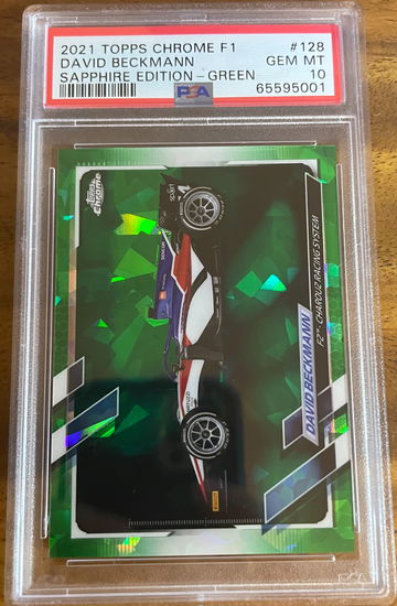 2021 TOPPS CHROME F1 SAPPHIRE DAVID BECKMANN GREEN SP /75 #128 PSA 10 GEM MINT