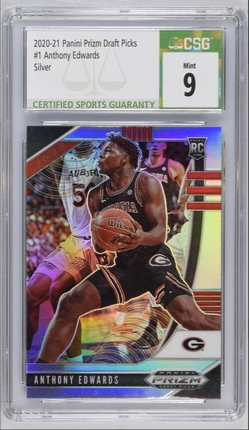 2020 Panini Prizm Draft Picks Anthony Edwards #1 Silver Prizm Rookie Card CSG 9 Mint