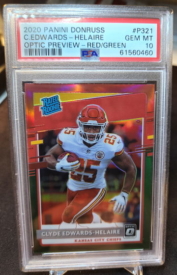 2020 Panini Donruss Optic Preview #P321 Clyde Edwards-Helaire Red/Green PSA 10