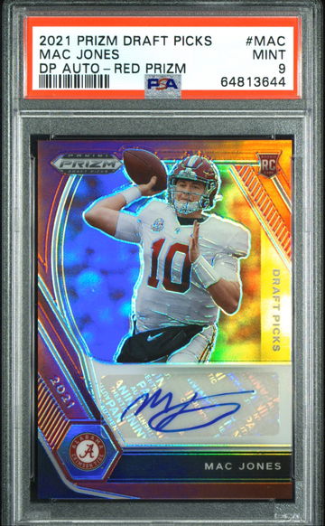 2021 Panini Prizm Draft Mac Jones Red Prizm RC Auto SP /199 PSA 9 Mint Alabama
