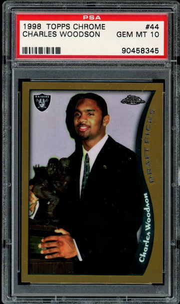 1998 Topps Chrome #44 Charles Woodson RC HOF PSA 10  Raiders